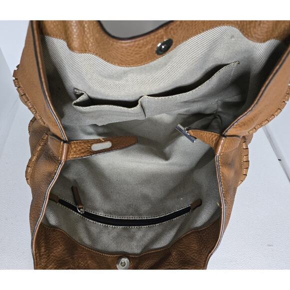 Vince Camuto Hobo Shoulder Bag Pebbled Leather Purse Tassels in Cognac Brown Lg - Picture 12 of 13